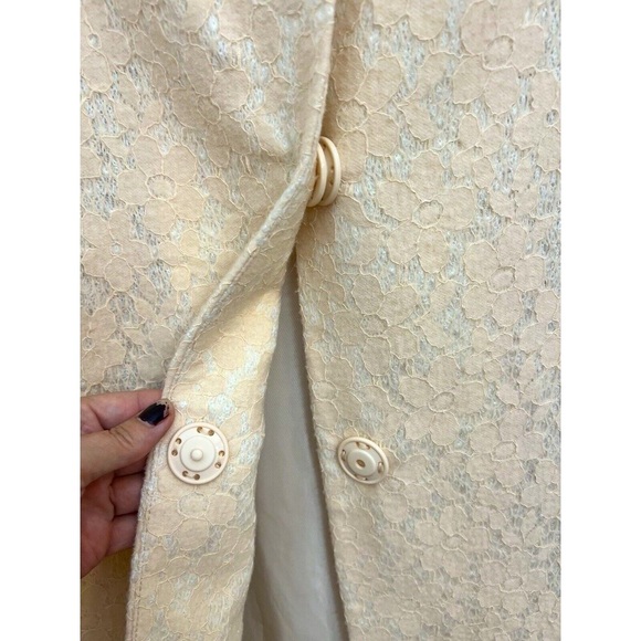 Sabrina Scala Lace Brocade Overlay Dress Coat XS Pink 60’s Style Coquette - Picture 7 of 11